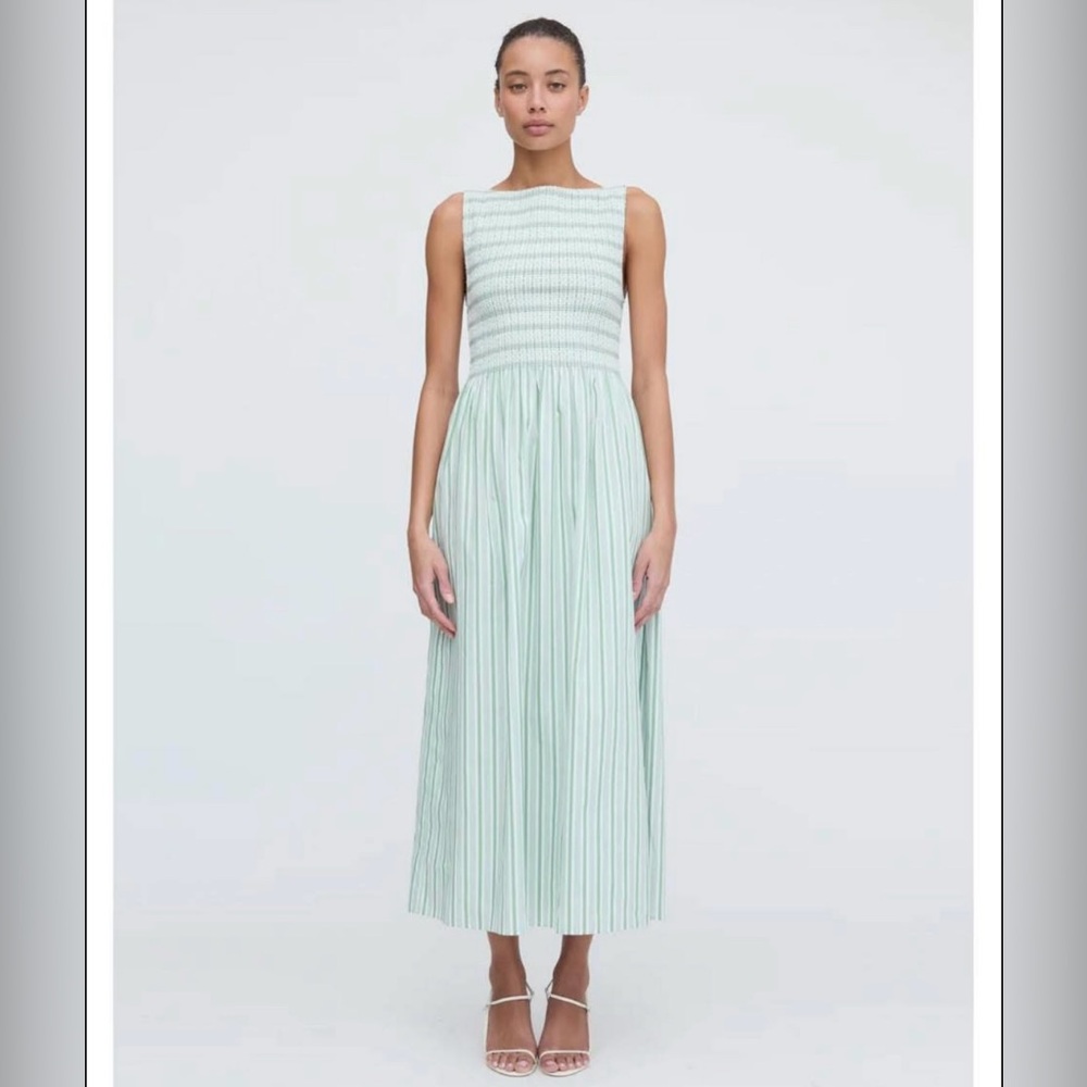 Hill House Dress Cosima Apple Stripe Mint Green Sleeveless Dress XL NWT Nap Dres